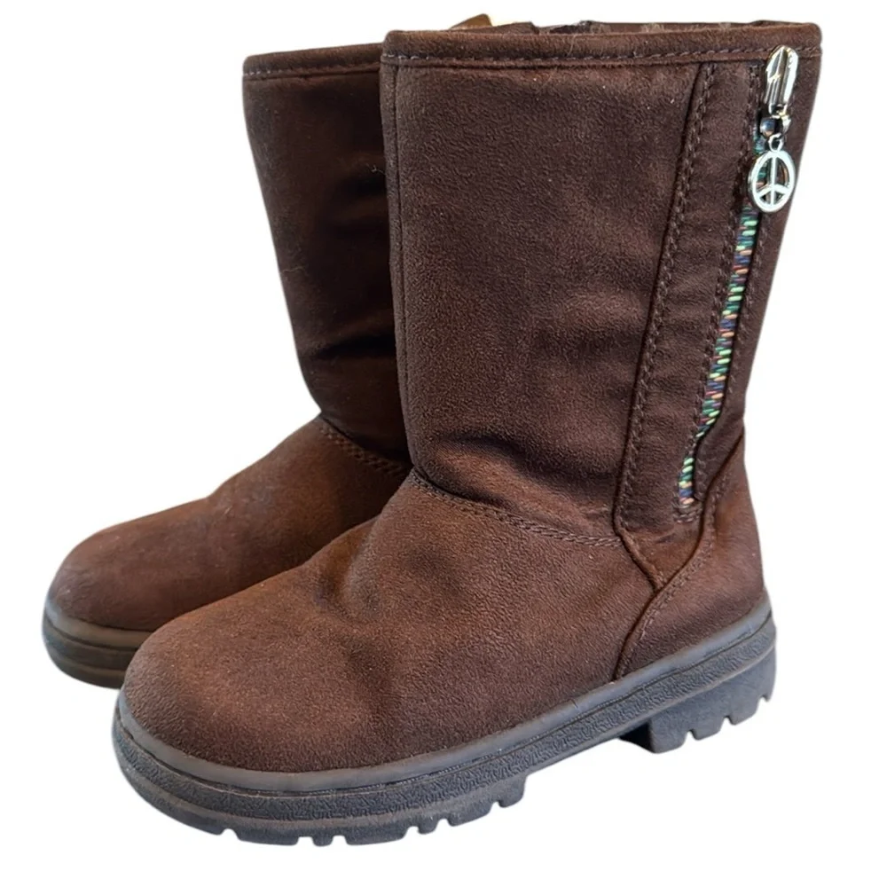 Sonoma life & style lil Madison brown faux fur lined boots booties toddler  9